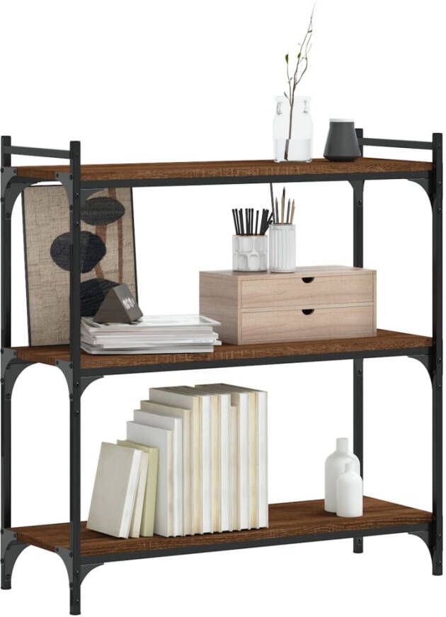 VidaXL -Boekenkast-3-laags-80x30x86-cm-bewerkt-hout-bruineikenkleurig