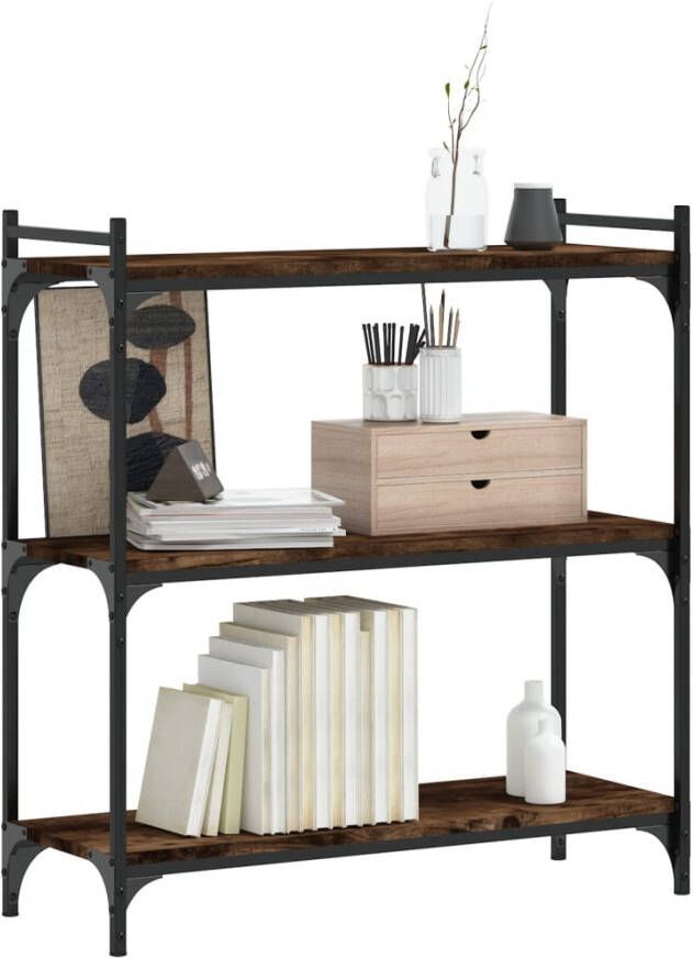 VidaXL -Boekenkast-3-laags-80x30x86-cm-bewerkt-hout-gerookt-eikenkleur - Foto 5