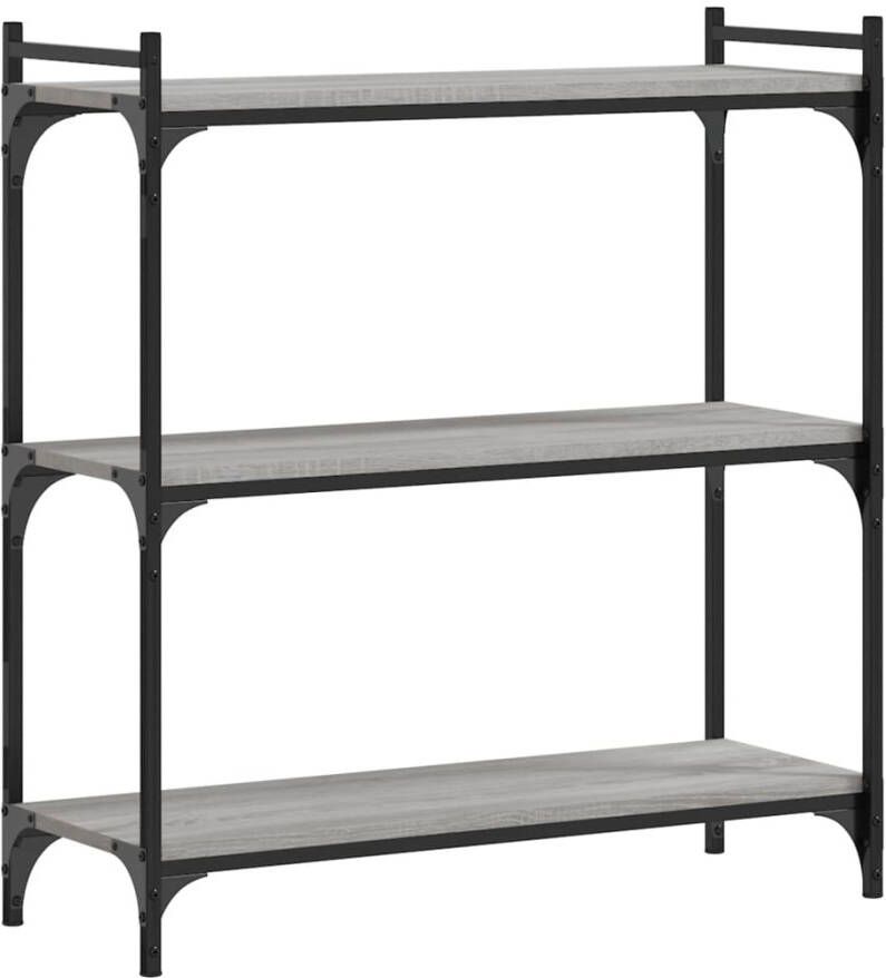 VidaXL -Boekenkast-3-laags-80x30x86-cm-bewerkt-hout-grijs-sonoma - Foto 5