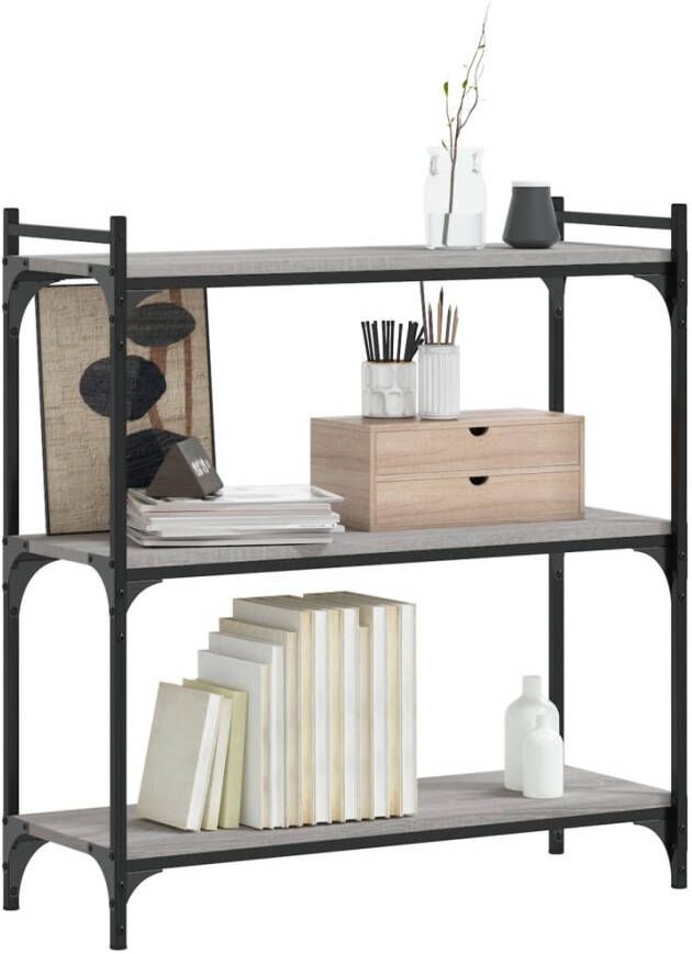 VidaXL -Boekenkast-3-laags-80x30x86-cm-bewerkt-hout-grijs-sonoma - Foto 4