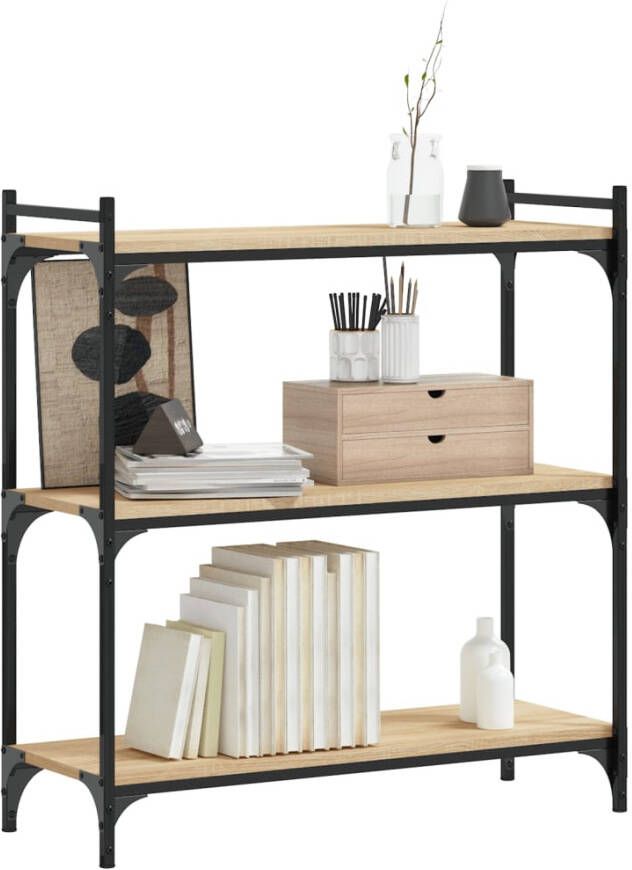 VidaXL -Boekenkast-3-laags-80x30x86-cm-bewerkt-hout-sonoma-eikenkleurig