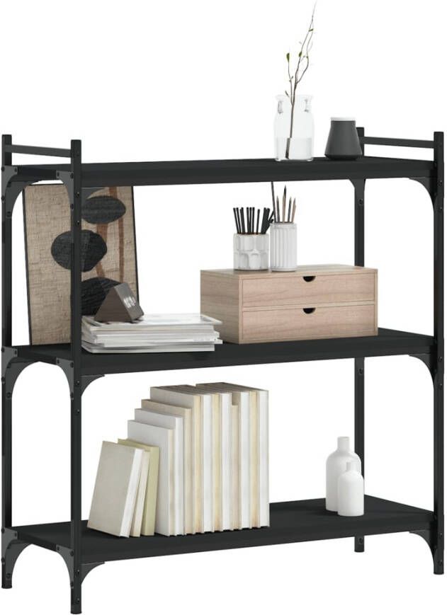 VidaXL -Boekenkast-3-laags-80x30x86-cm-bewerkt-hout-zwart - Foto 5