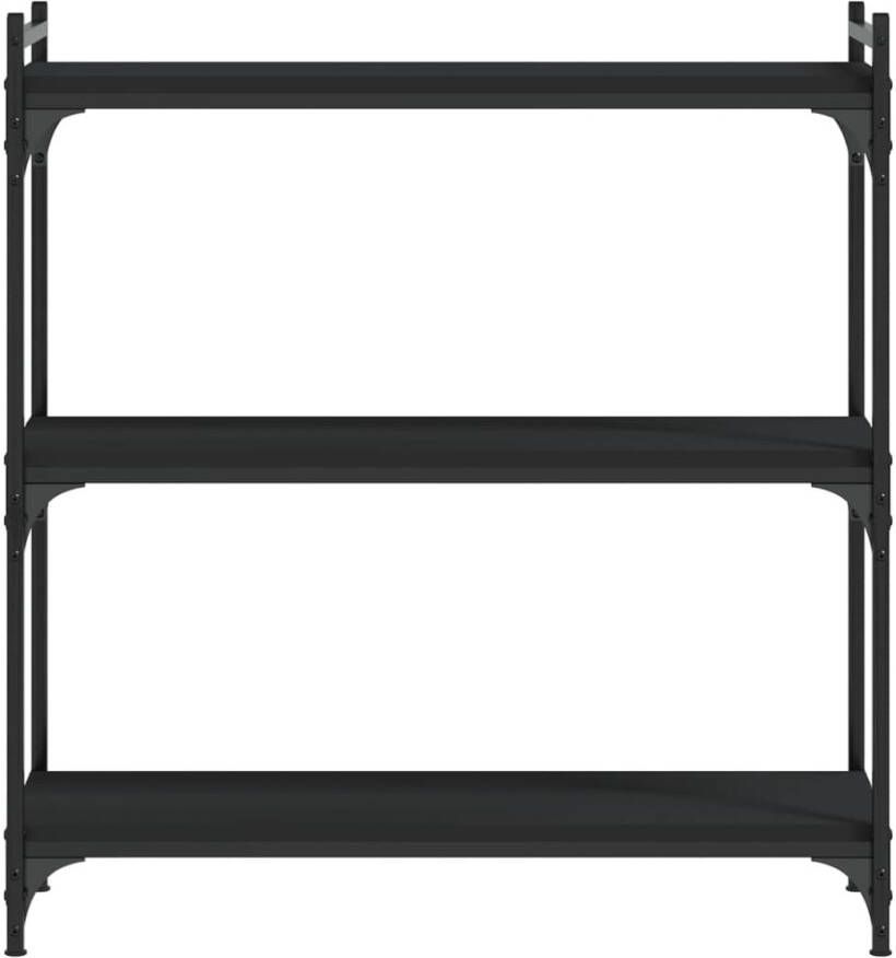 VidaXL -Boekenkast-3-laags-80x30x86-cm-bewerkt-hout-zwart - Foto 4