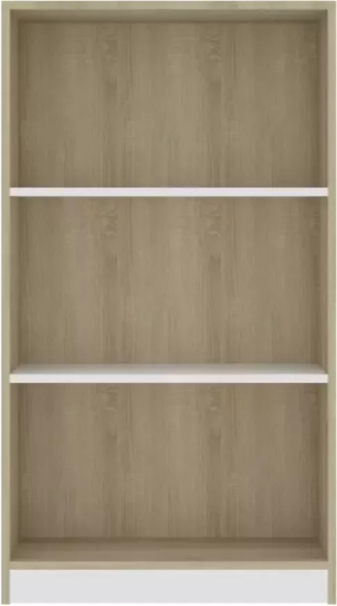 VidaXL -Boekenkast-3-schappen-60x24x109-cm-bewerkt-hout-wit-en-eiken - Foto 4