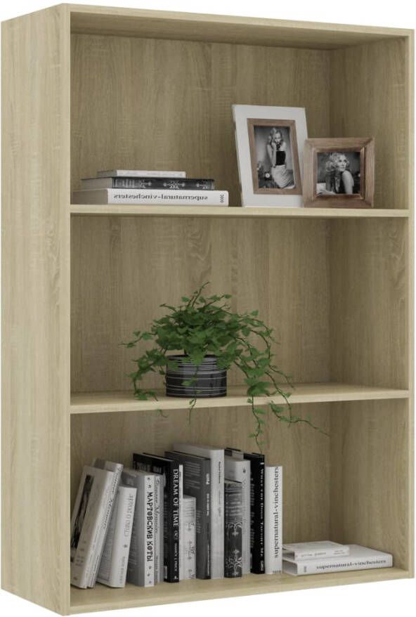 VidaXL -Boekenkast-3-schappen-80x30x114-cm-spaanplaat-sonoma-eikenkleur