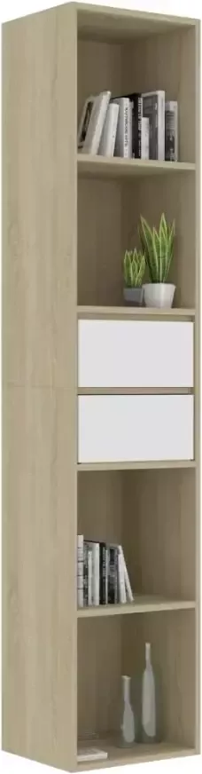 VidaXL -Boekenkast-36x30x171-cm-bewerkt-hout-wit-en-sonoma-eikenkleurig - Foto 4