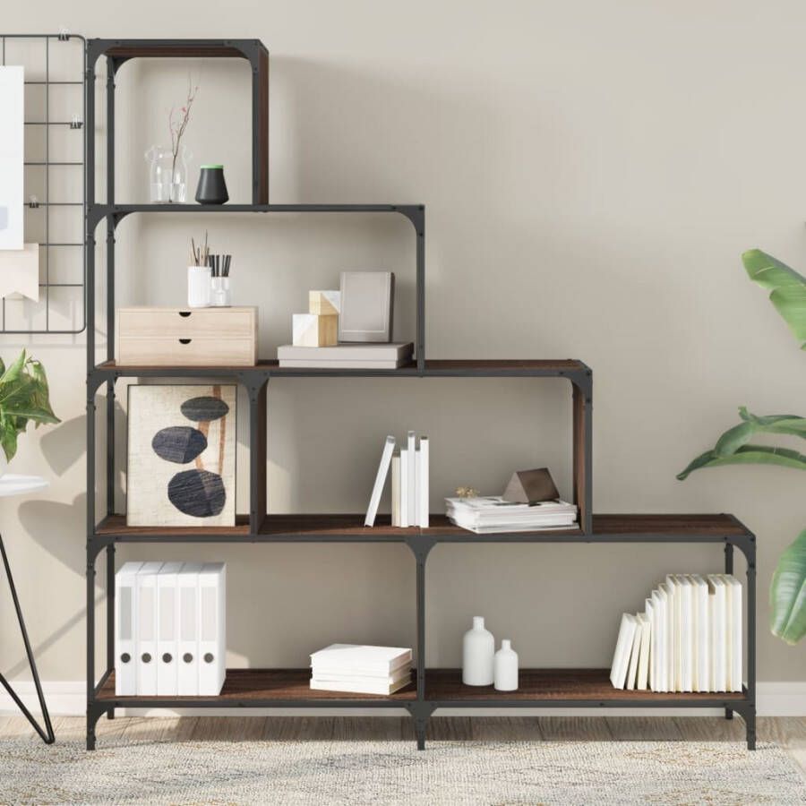 VidaXL -Boekenkast-4-laags-139x33 5x149-cm-bewerkt-hout-bruin-eiken