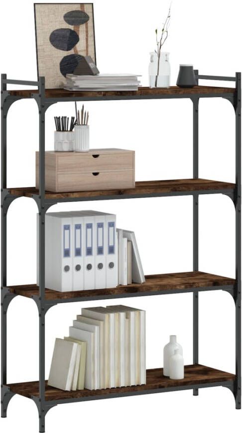 VidaXL -Boekenkast-4-laags-80x30x120-cm-bewerkt-hout-gerookt-eikenkleur