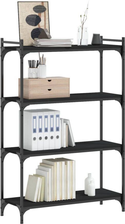 VidaXL -Boekenkast-4-laags-80x30x120-cm-bewerkt-hout-zwart - Foto 6