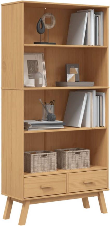 VidaXL -Boekenkast-4-laags-OLDEN-massief-grenenhout-bruin