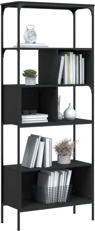 VidaXL -Boekenkast-5-laags-76x33x188 5-cm-bewerkt-hout-zwart - Foto 4