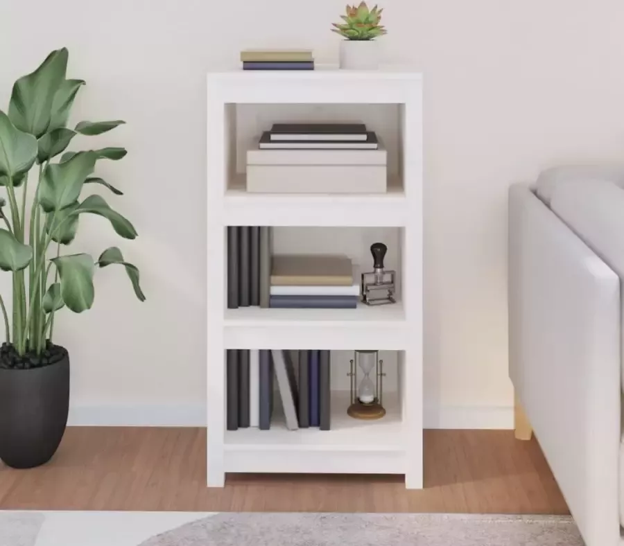 VidaXL -Boekenkast-50x35x97-cm-massief-grenenhout-wit - Foto 2