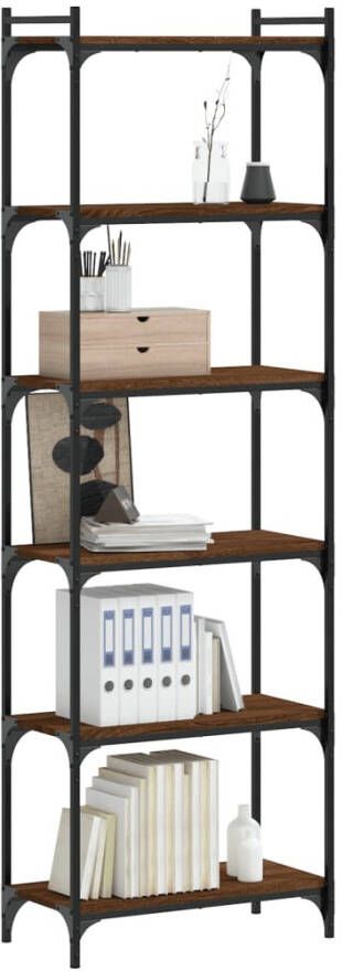 VidaXL -Boekenkast-6-laags-60x30x188-cm-bewerkt-hout-bruineikenkleurig - Foto 4