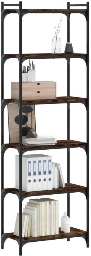 VidaXL -Boekenkast-6-laags-60x30x188-cm-bewerkt-hout-gerookt-eikenkleur - Foto 4