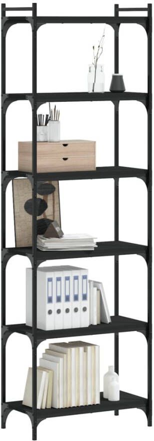 VidaXL -Boekenkast-6-laags-60x30x188-cm-bewerkt-hout-zwart - Foto 4