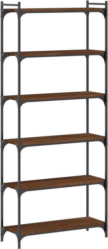 VidaXL -Boekenkast-6-laags-80x30x188-cm-bewerkt-hout-bruineikenkleurig