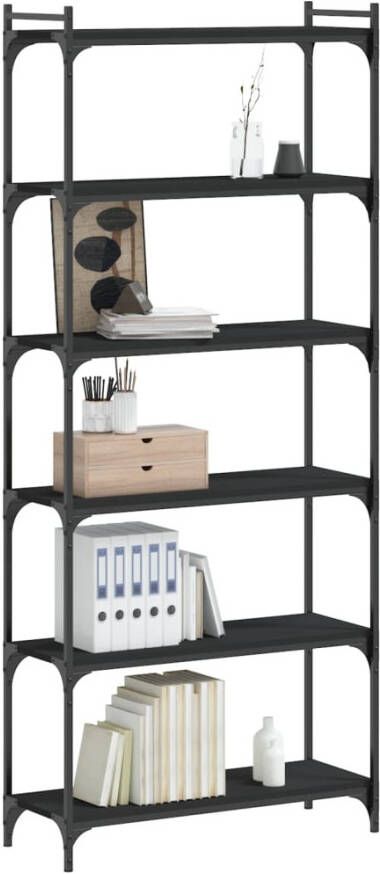 VidaXL -Boekenkast-6-laags-80x30x188-cm-bewerkt-hout-zwart - Foto 4