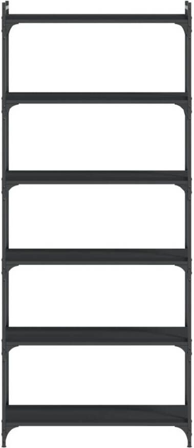 VidaXL -Boekenkast-6-laags-80x30x188-cm-bewerkt-hout-zwart - Foto 5