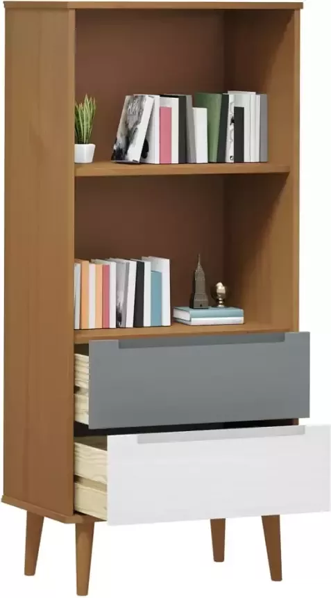 VidaXL -Boekenkast-MOLDE-60x35x133 5-cm-massief-grenenhout-bruin - Foto 3