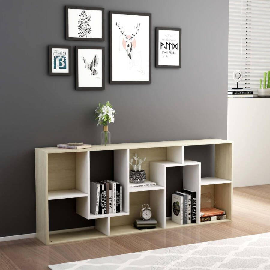 VidaXL -Boekenkast-67x24x161-cm-spaanplaat-wit-en-sonoma-eikenkleurig - Foto 3