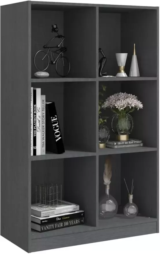 VidaXL -Boekenkast-70x33x110-cm-massief-grenenhout-grijs - Foto 4