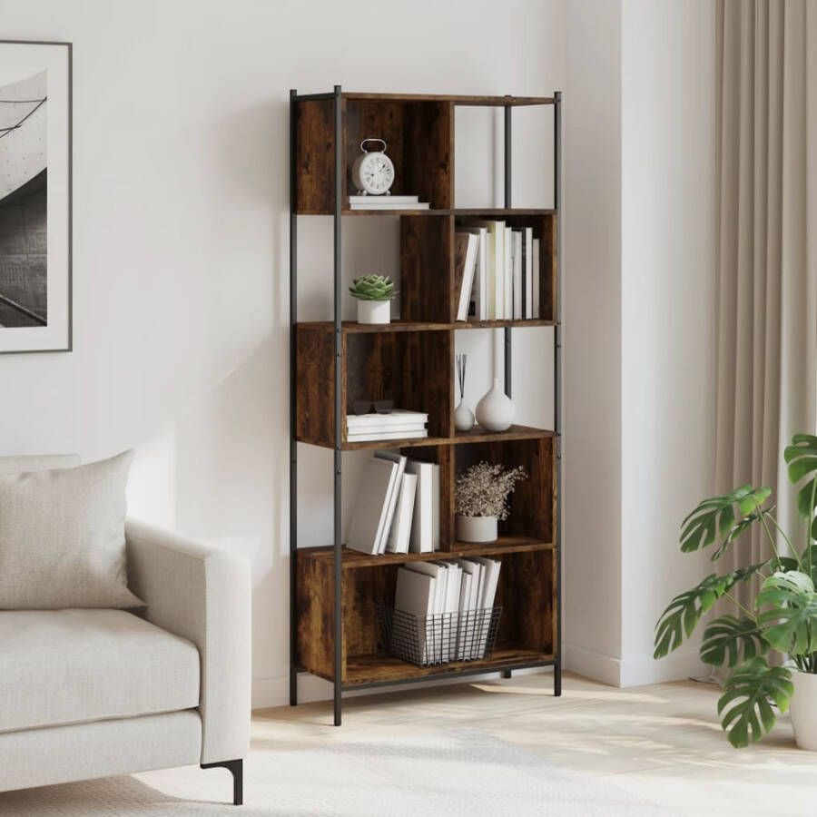 VidaXL -Boekenkast-72x28x172-cm-bewerkt-hout-gerookt-eikenkleurig