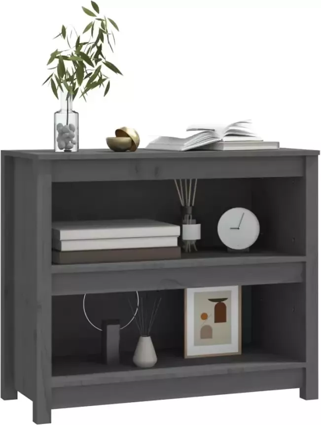 VidaXL -Boekenkast-80x35x68-cm-massief-grenenhout-grijs - Foto 4