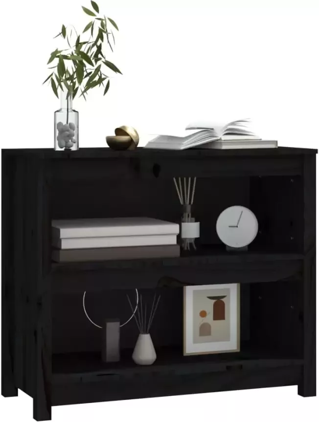 VidaXL -Boekenkast-80x35x68-cm-massief-grenenhout-zwart - Foto 5