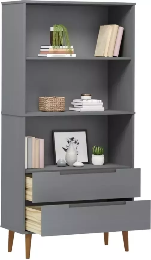 VidaXL -Boekenkast-MOLDE-85x35x170 5-cm-massief-grenenhout-grijs - Foto 2
