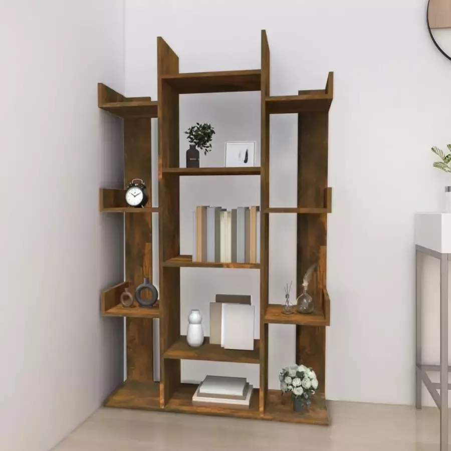 VidaXL -Boekenkast-86x25 5x140-cm-bewerkt-hout-gerookt-eikenkleurig - Foto 2