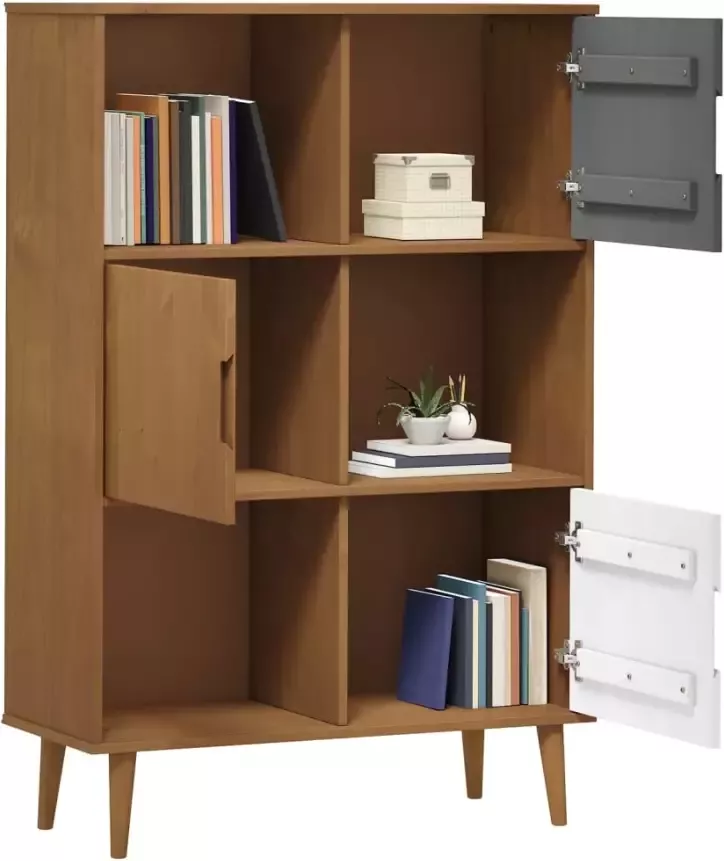 VidaXL -Boekenkast-MOLDE-90x35x133 5-cm-massief-grenenhout-bruin - Foto 5