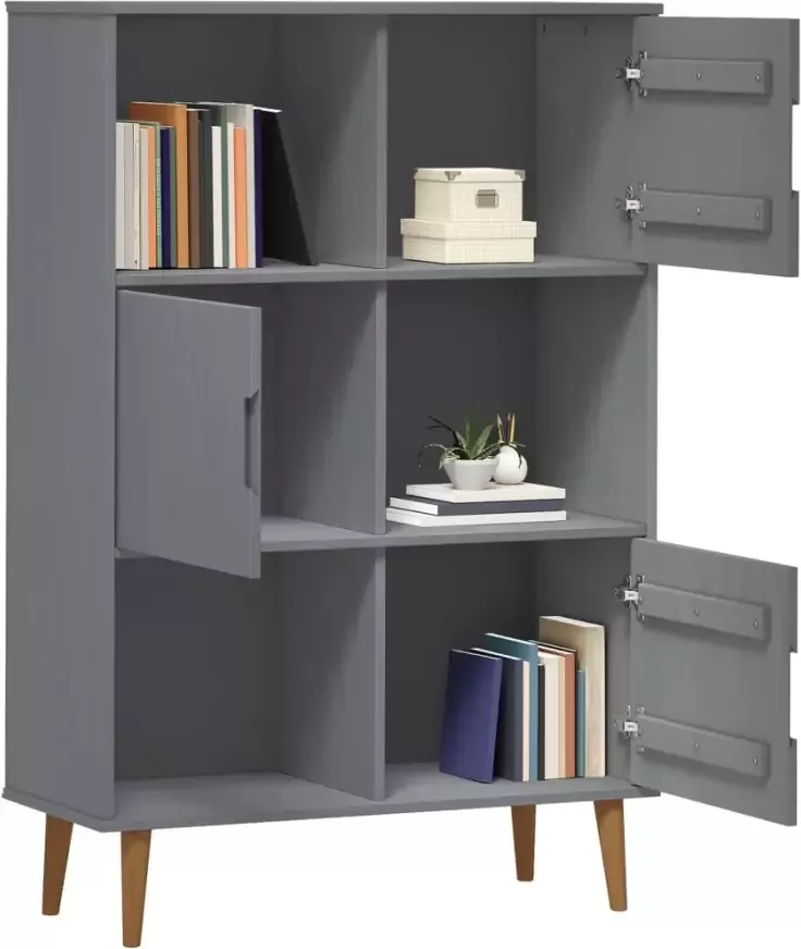 VidaXL -Boekenkast-MOLDE-90x35x133 5-cm-massief-grenenhout-grijs - Foto 2