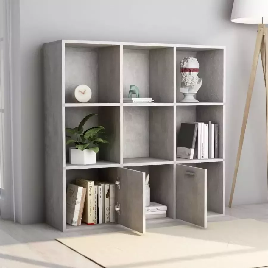 VidaXL -Boekenkast-98x30x98-cm-bewerkt-hout-betongrijs - Foto 3