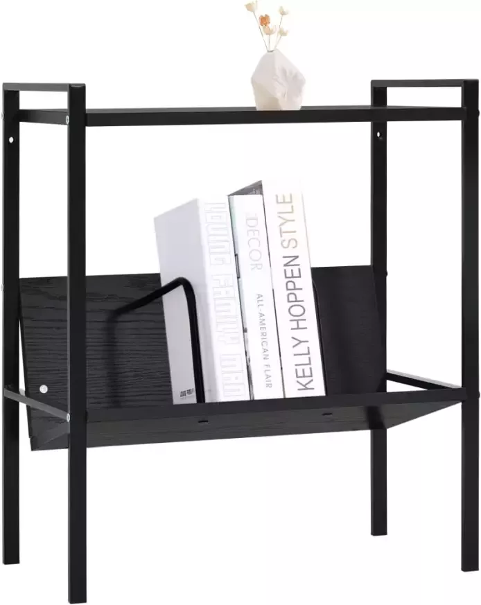 VidaXL -Boekenkast-met-2-schappen-52x28x59-cm-bewerkt-hout-zwart - Foto 4