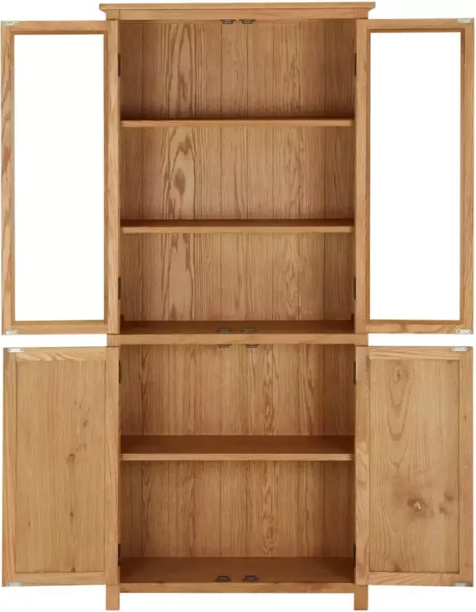 VidaXL -Boekenkast-met-4-deuren-80x35x180-cm-massief-eikenhout-en-glas - Foto 1