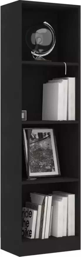 VIDAXL Boekenkast met 4 schappen 40x24x142 cm spaanplaat zwart