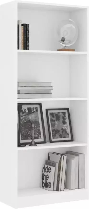 VidaXL -Boekenkast-met-4-schappen-60x24x142-cm-bewerkt-hout-wit - Foto 4