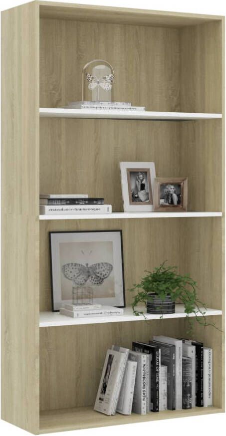 VidaXL Boekenkast met 4 schappen 80x30x151 5 cm hout wit sonoma eiken - Foto 3
