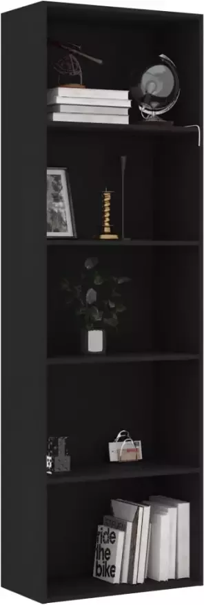 VidaXL -Boekenkast-met-5-schappen-60x30x189-cm-bewerkt-hout-zwart