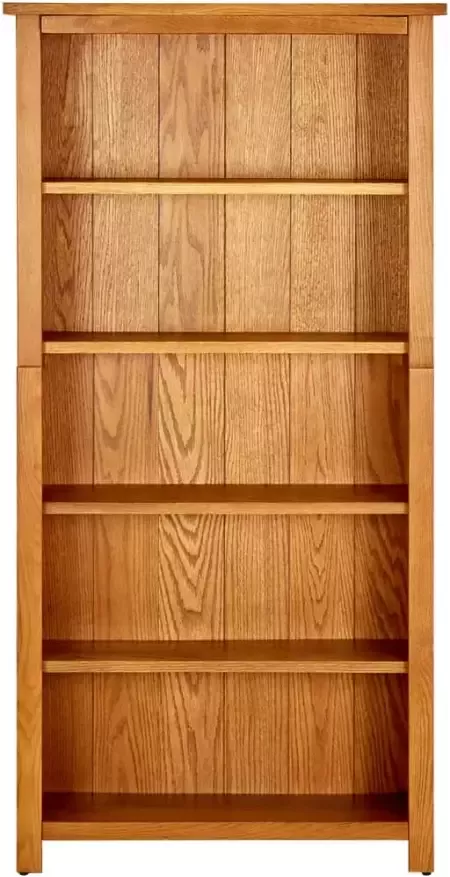 VidaXL -Boekenkast-met-5-schappen-70x22x140-cm-massief-eikenhout - Foto 5