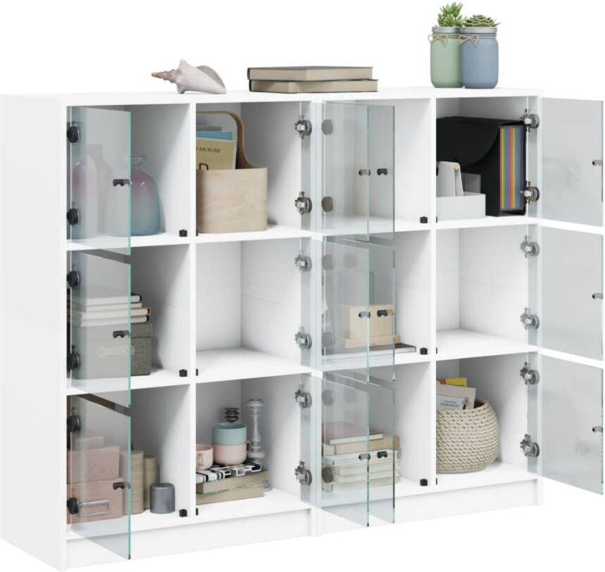 VidaXL -Boekenkast-met-deuren-136x37x109-cm-bewerkt-hout-wit - Foto 4