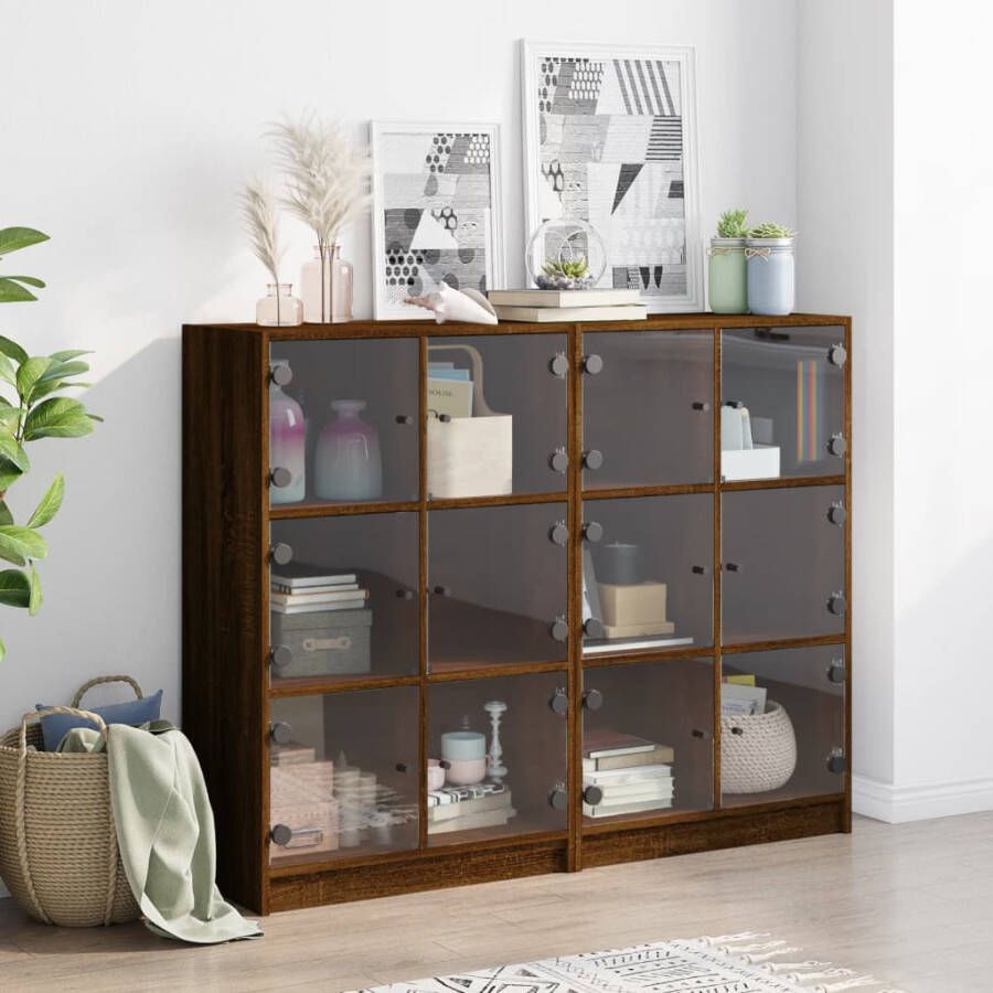VidaXL -Boekenkast-met-deuren-136x37x109-cm-hout-bruineikenkleurig