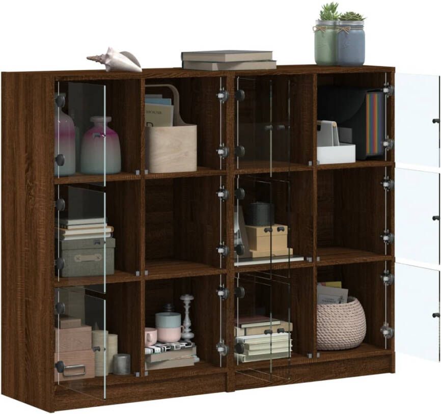 VidaXL -Boekenkast-met-deuren-136x37x109-cm-hout-bruineikenkleurig - Foto 4