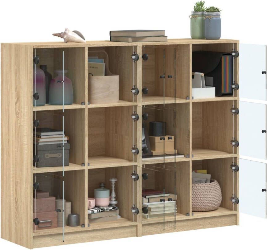 VidaXL -Boekenkast-met-deuren-136x37x109-cm-hout-sonoma-eikenkleurig - Foto 4