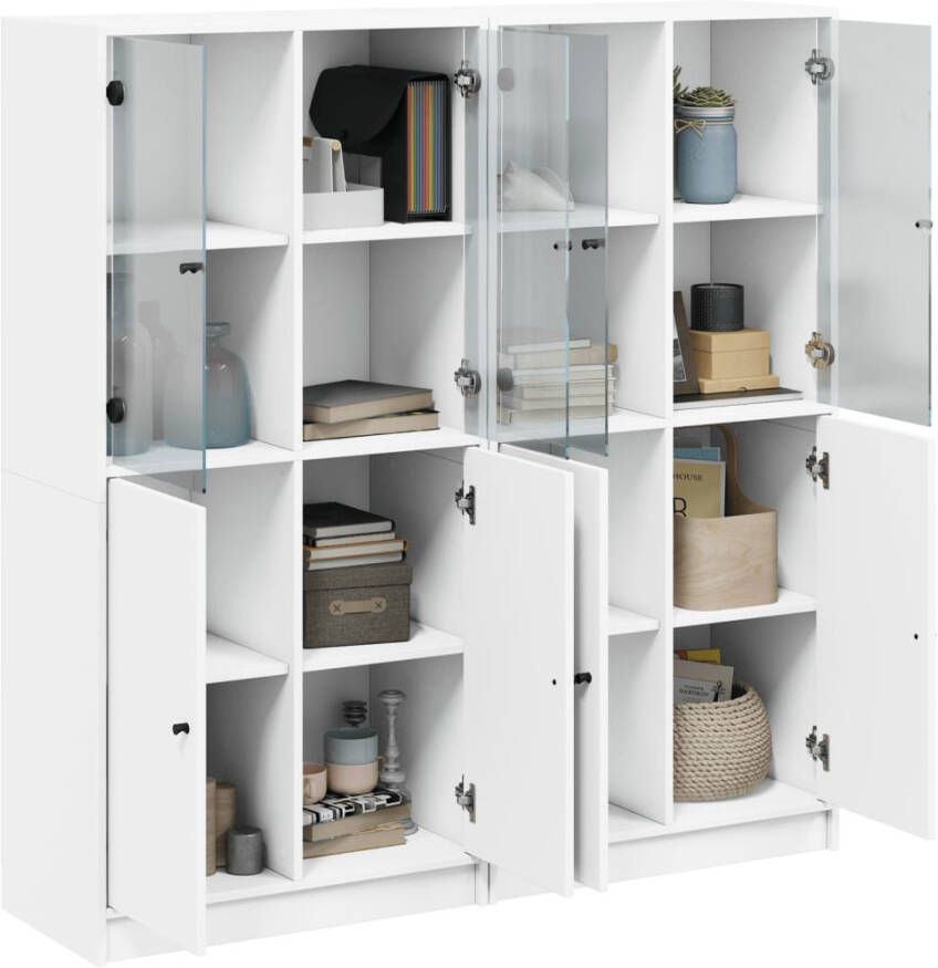 VidaXL -Boekenkast-met-deuren-136x37x142-cm-bewerkt-hout-wit - Foto 2