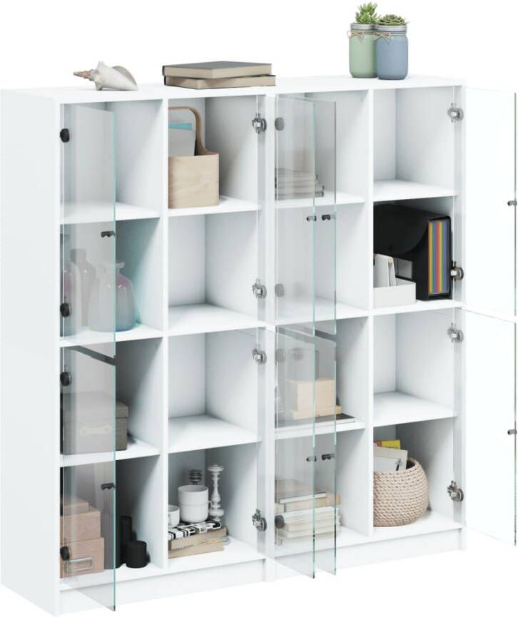 VidaXL -Boekenkast-met-deuren-136x37x142-cm-bewerkt-hout-wit - Foto 4