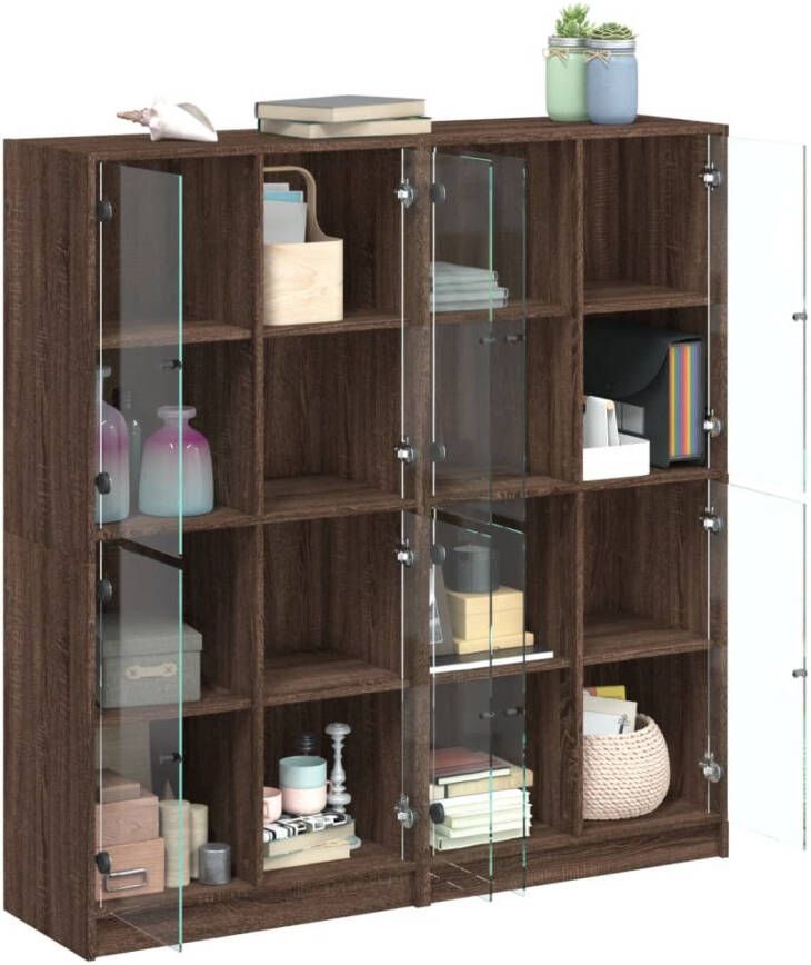 VidaXL -Boekenkast-met-deuren-136x37x142-cm-hout-bruineikenkleurig - Foto 4