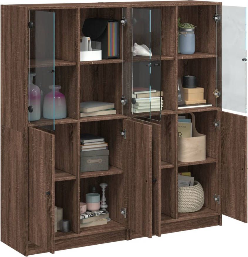 VidaXL -Boekenkast-met-deuren-136x37x142-cm-hout-bruineikenkleurig - Foto 2
