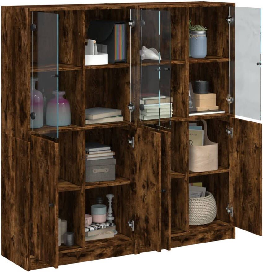 VidaXL -Boekenkast-met-deuren-136x37x142-cm-hout-gerookt-eikenkleurig - Foto 2