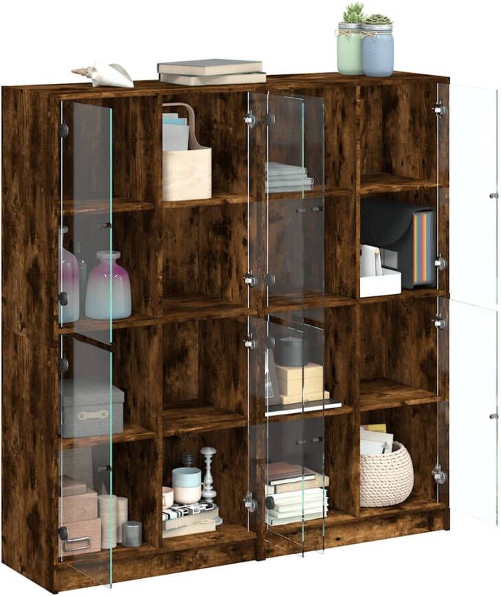 VidaXL -Boekenkast-met-deuren-136x37x142-cm-hout-gerookt-eikenkleurig - Foto 4